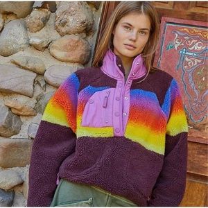 FP MOVEMENT - Hit the Slopes Colorblock Pullover in Espresso Combo NWT - XS